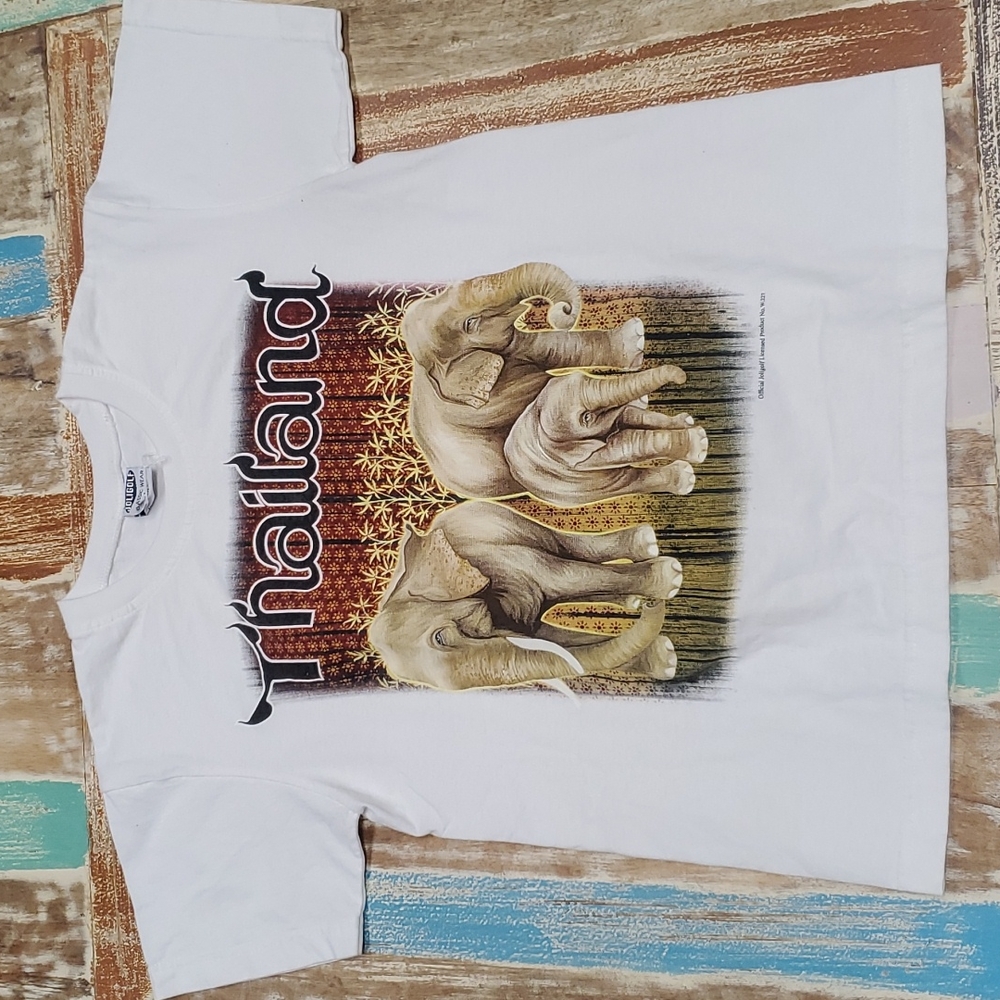 Y2K JOLI GOLF Classic Wear Heavyweight Thailand Elephant Family Print T-Shirt